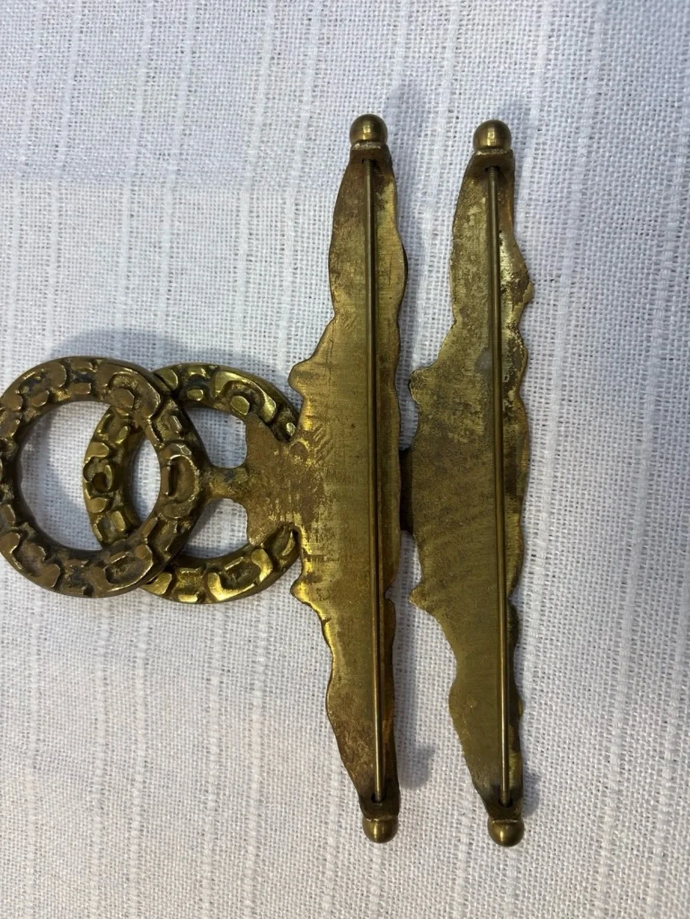Vintage Solid Brass Ornate Bell Pull Tapestry Hangers Top & Bottom